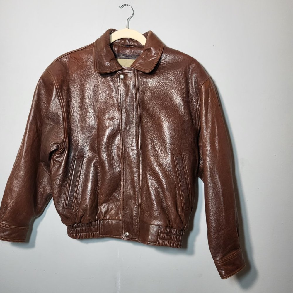 Vintage Cou-Ture by J. Park Leather Bomber Jacket Size M